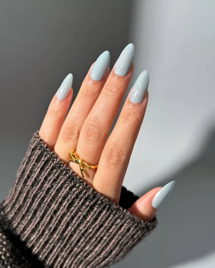 November Nail Aesthetic: 20+ Hot Designs For This Month 14 soft icy-blue shade