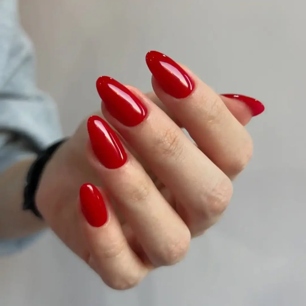 November Nail Aesthetic: 20+ Hot Designs For This Month 8 classic glossy red