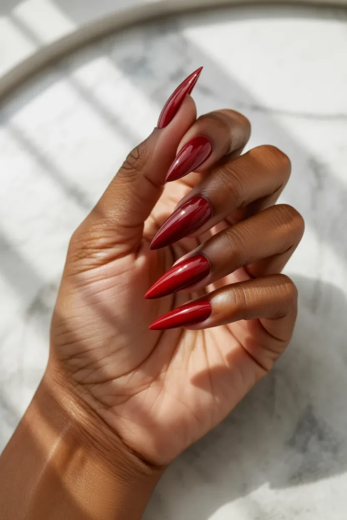 1. Classic Red Stiletto Nails