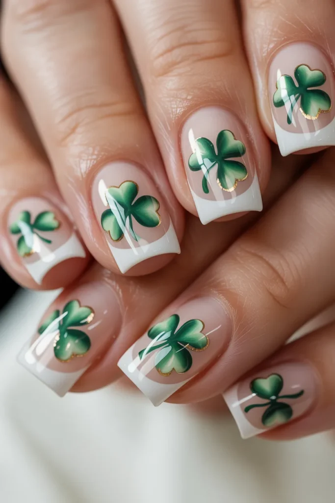 1. Shamrock French Tips Acrylic Nails