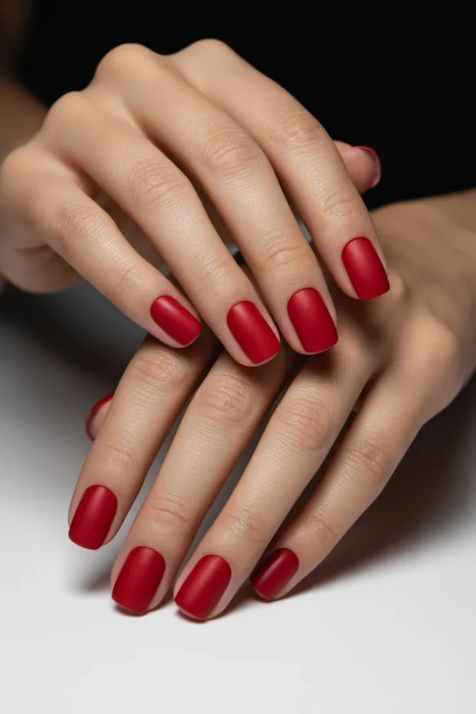 10. Red Matte Nails