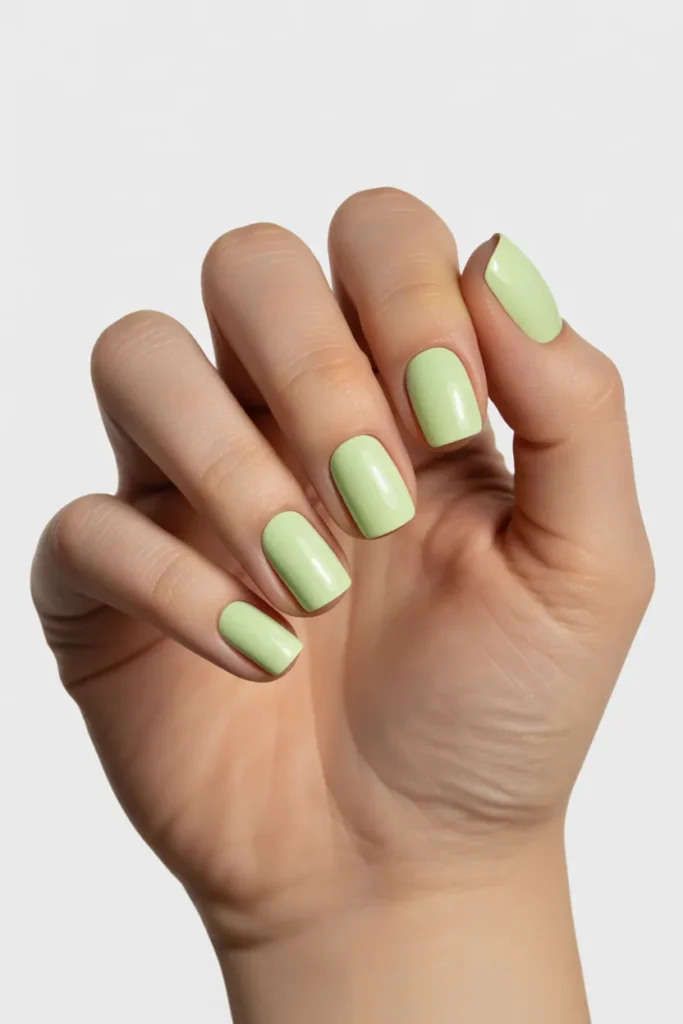 12. Celery Green Minimalist Nails
