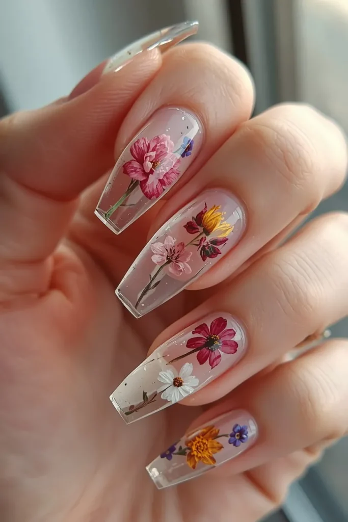 13 Floral Encapsulated Nails