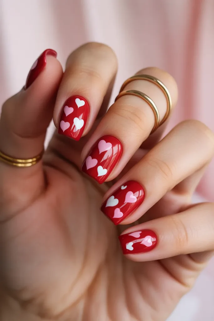 13. Valentines Day Red Square Nails