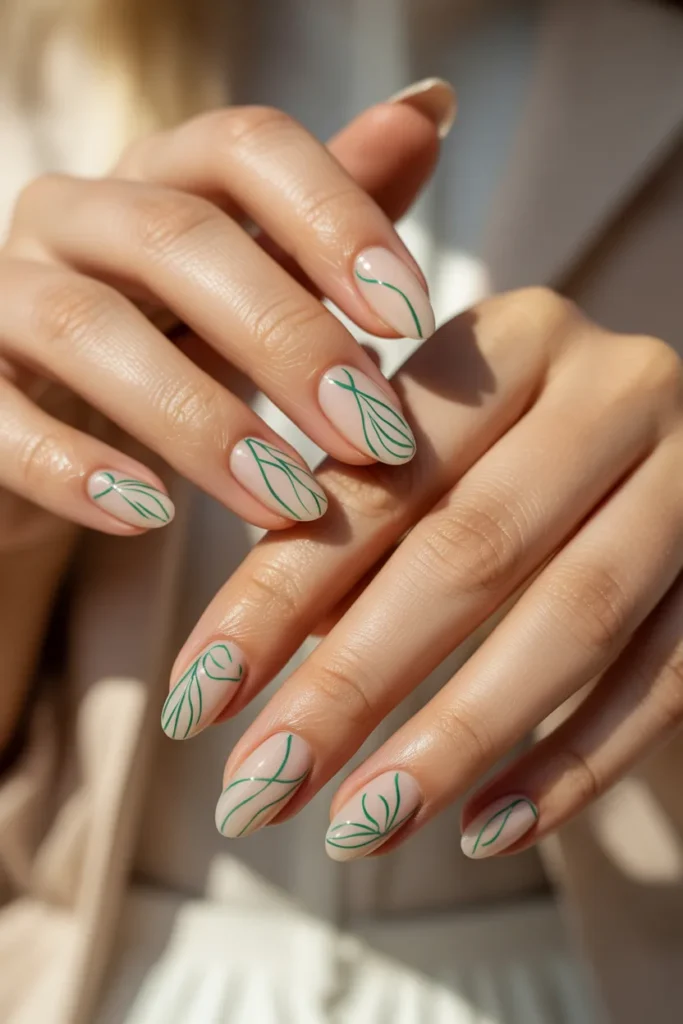 14. Minimal Green Line Art