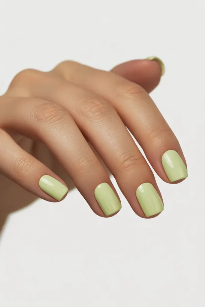 14. Simple Nail Designs — Celery Green Matte
