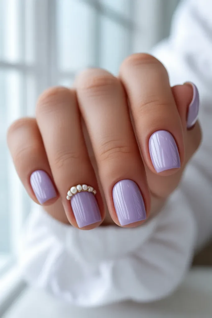 14. Solid Lavender Nails — Welcome Spring