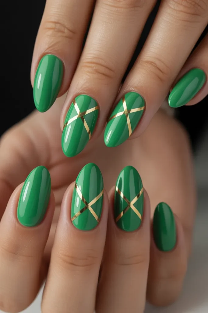 15. Green and Gold Geometric Patterns