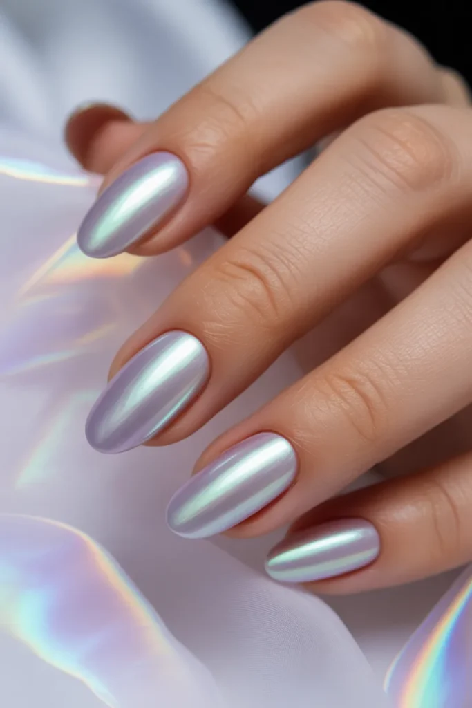 16. Early Spring Nails Almond Shape — Iridescent Lilac