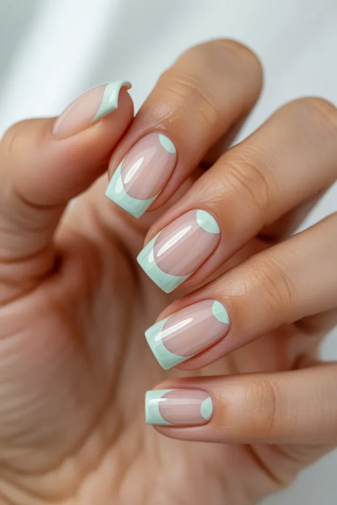 16. Pastel Mint Negative Space Nails