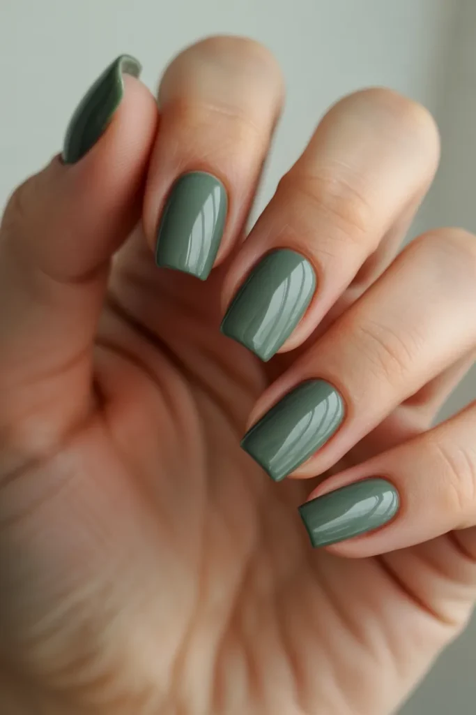 16. Sage Green Matte Nails