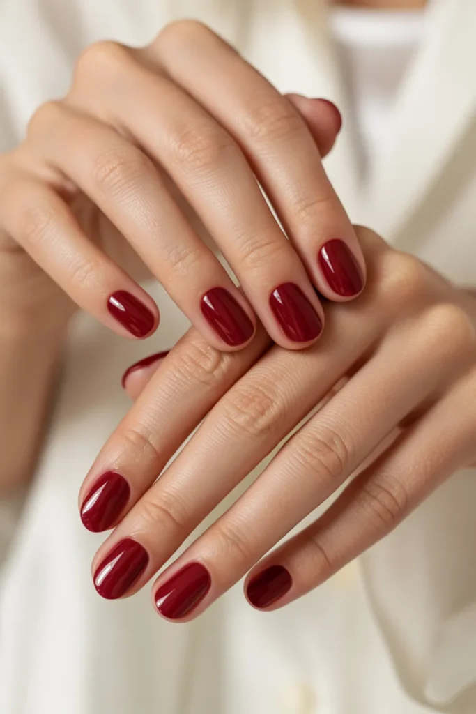 16. Timeless Deep Cherry Red Winter Nails