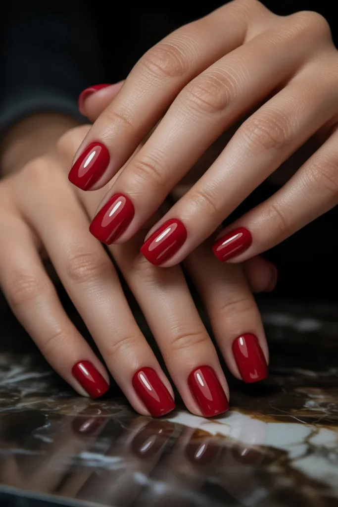 17. Blood Red Square Acrylic Nails