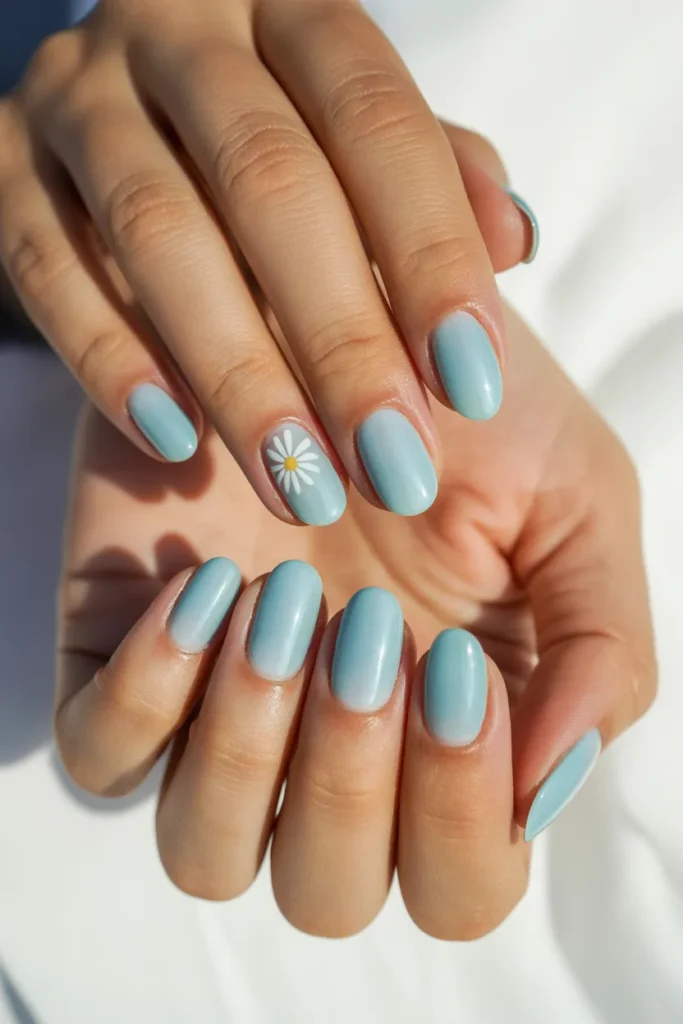 17. Light Spring Nails — Baby Blue Jelly