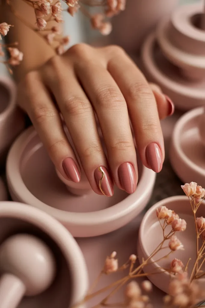 18. Dusty Rose Matte Almond Nails