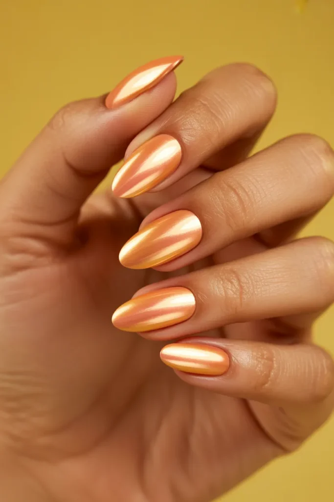 18. Spring Nail Trends — Aurora Chrome Peach