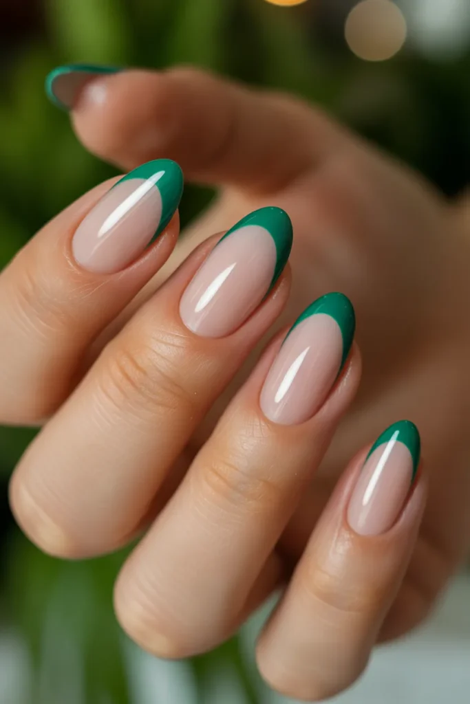 18.Green French Tips Almond