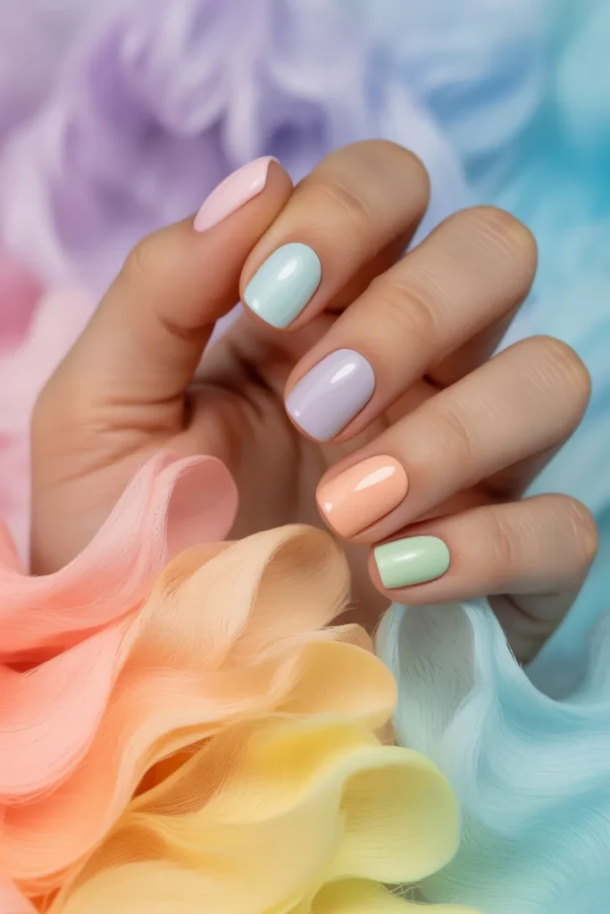 19. Pastel Nails — Cotton Candy Multi Color