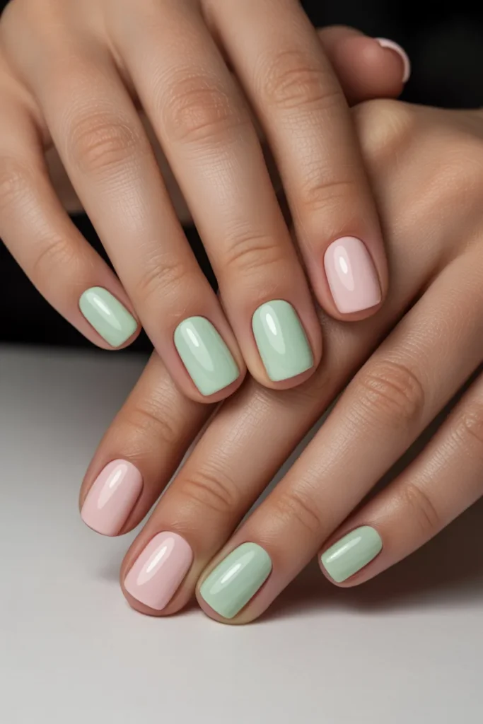 2. Baby Pink and Mint Alternating Nails