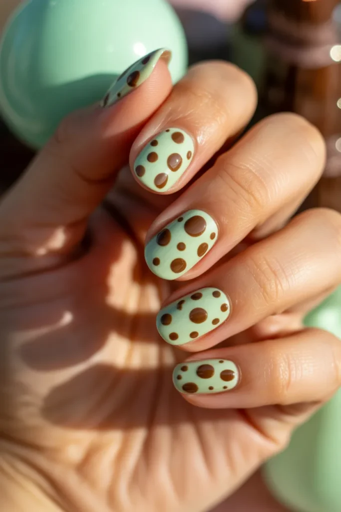 21. Cute Gel Nails — Mint Chocolate Chip
