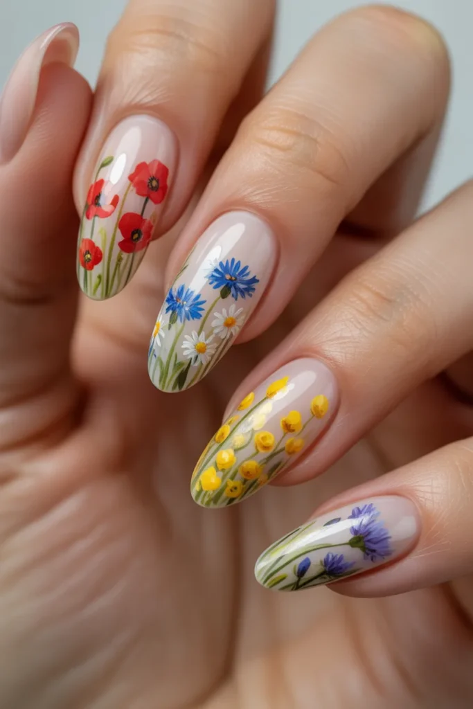 22. Nail Designs Spring — Wildflower Meadow Nails