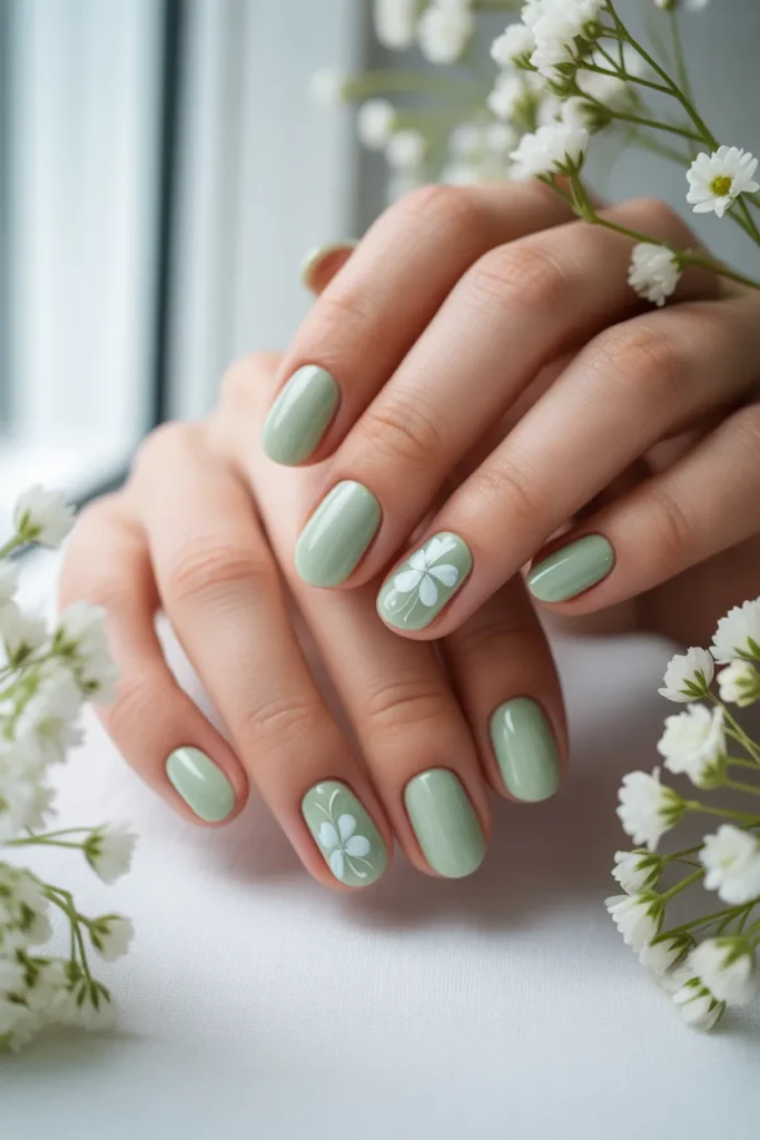 22. Pastel Green Nails for St. Patricks Day