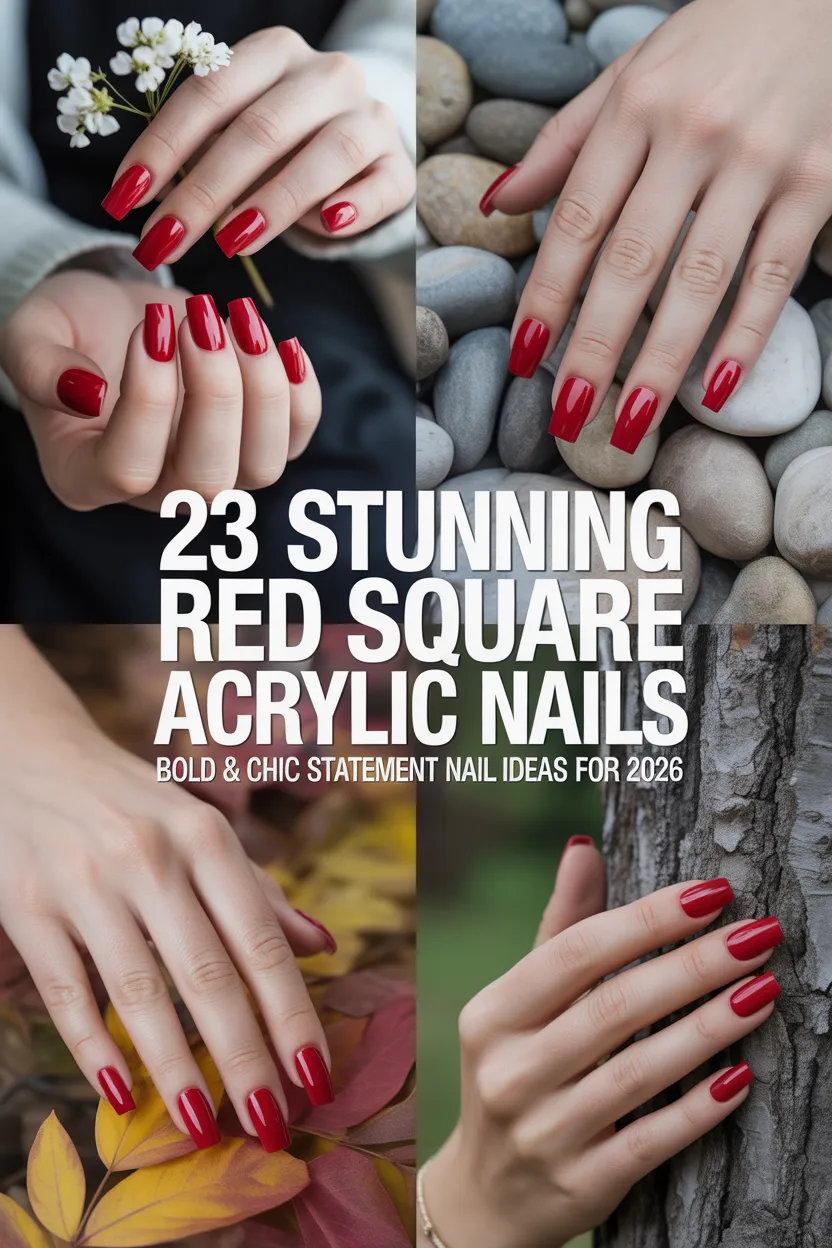Red Square Acrylic Nails