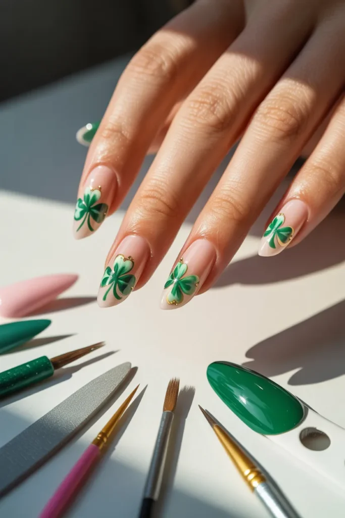 23.DIY Acrylic Shamrock Tips