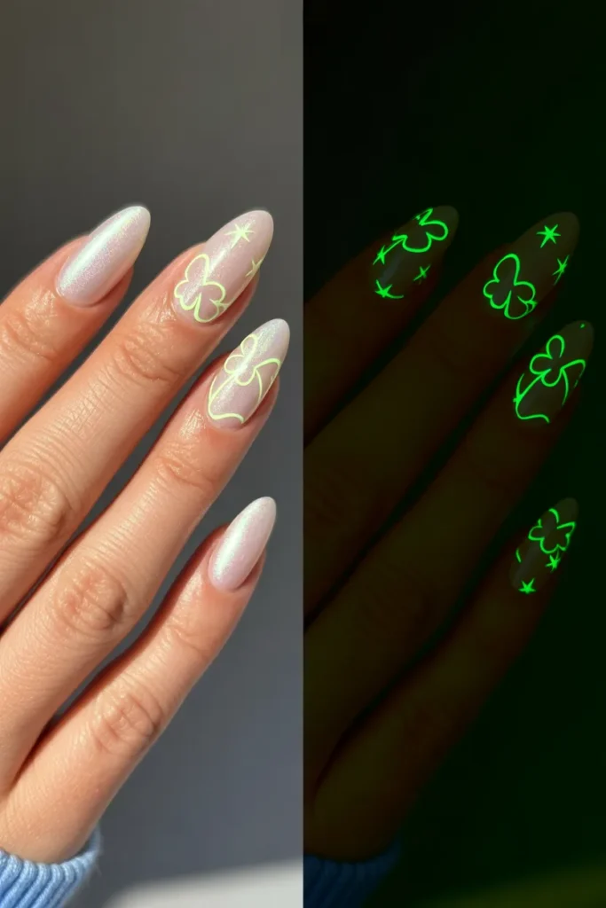 24 Glow in the Dark Clover Nails
