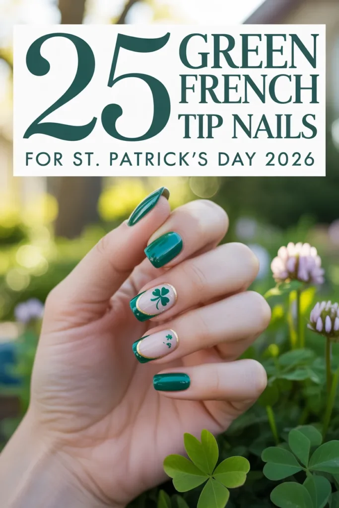 25 Green French Tip Nails for St. Patricks Day 2026 Simple Classy Cute Designs