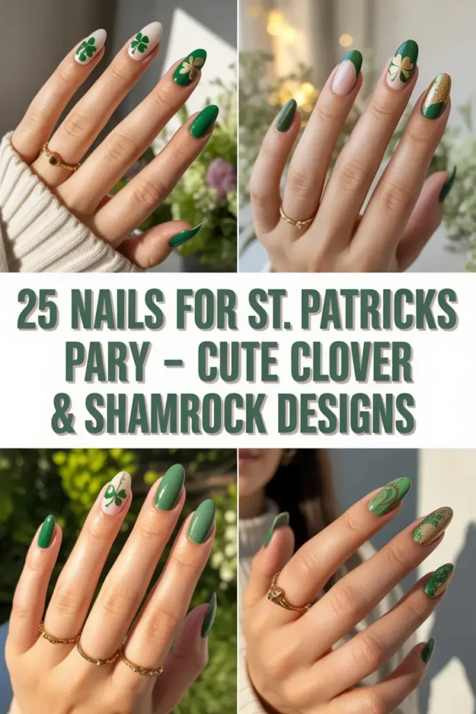 25 Nails for St Patricks Day Party – Cute Clover Shamrock Designs