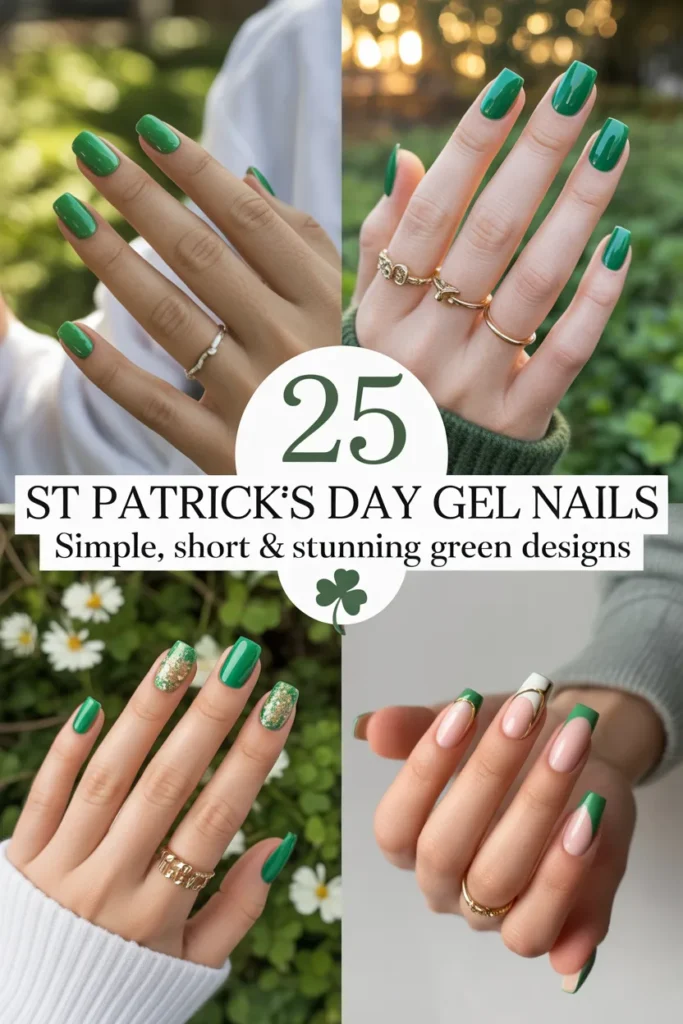 25 St Patricks Day Gel Nails Ideas Simple Short Stunning Green Designs