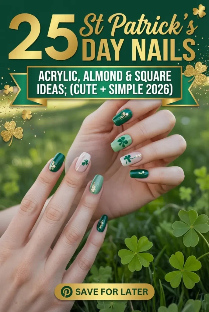 25 St Patricks Day Nails Acrylic Short Almond Square Ideas Cute Simple 2026 1