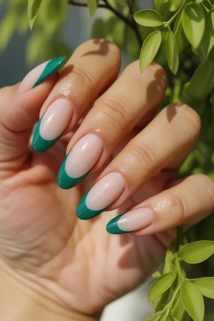 25.Emerald French Acrylic Almond