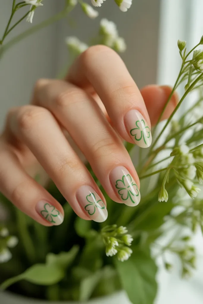 2️⃣ Minimal Shamrock Outline