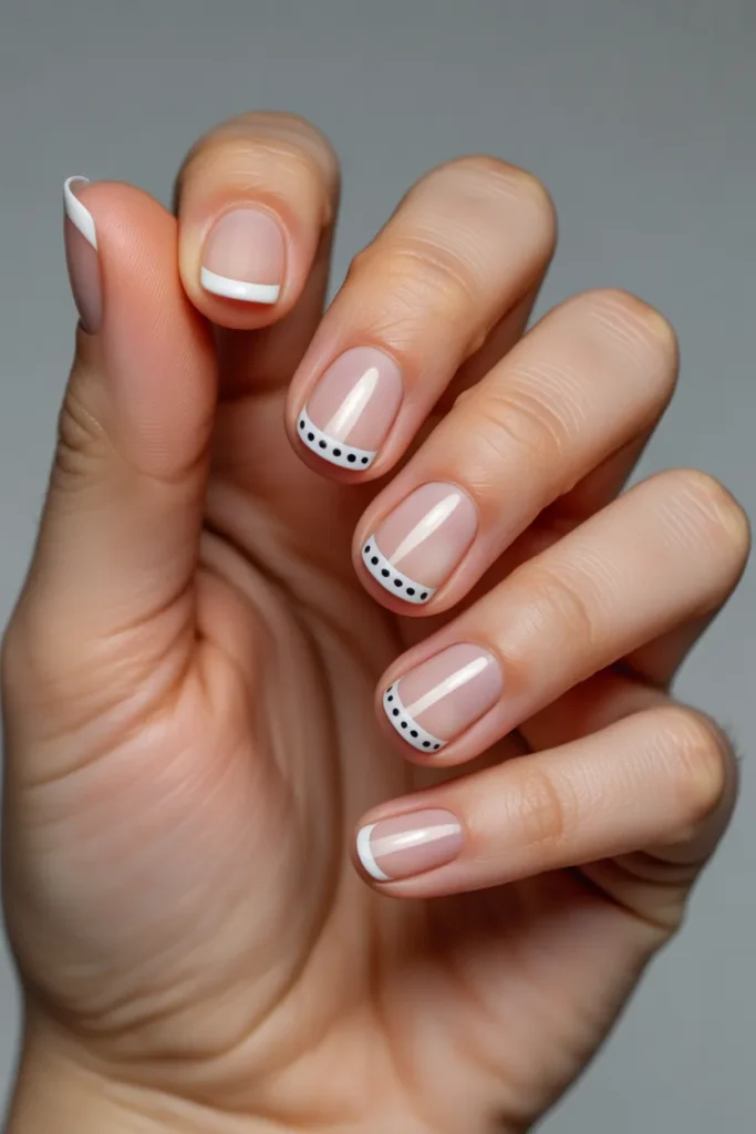 3. Reverse French Tip With Micro Dots