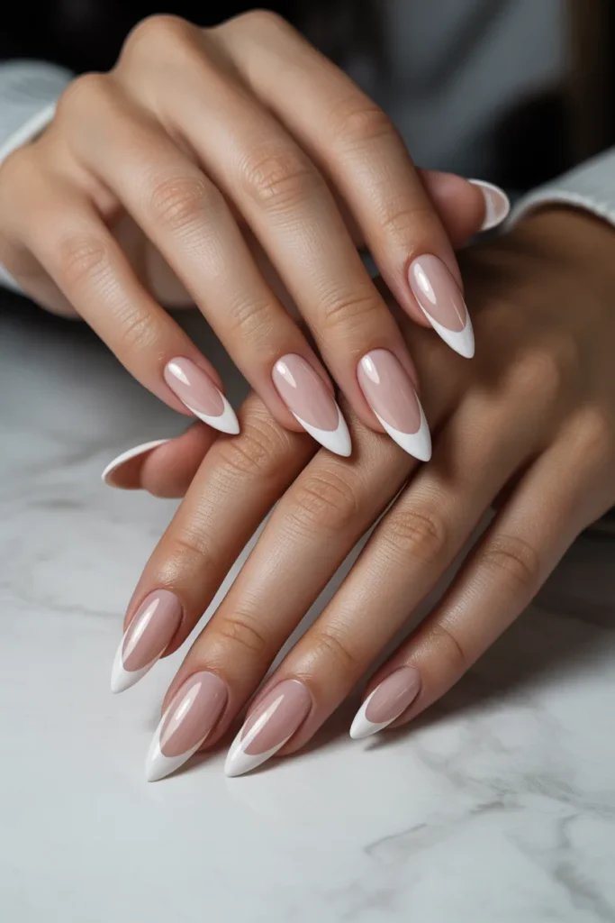 4. French Tip Stiletto Nails