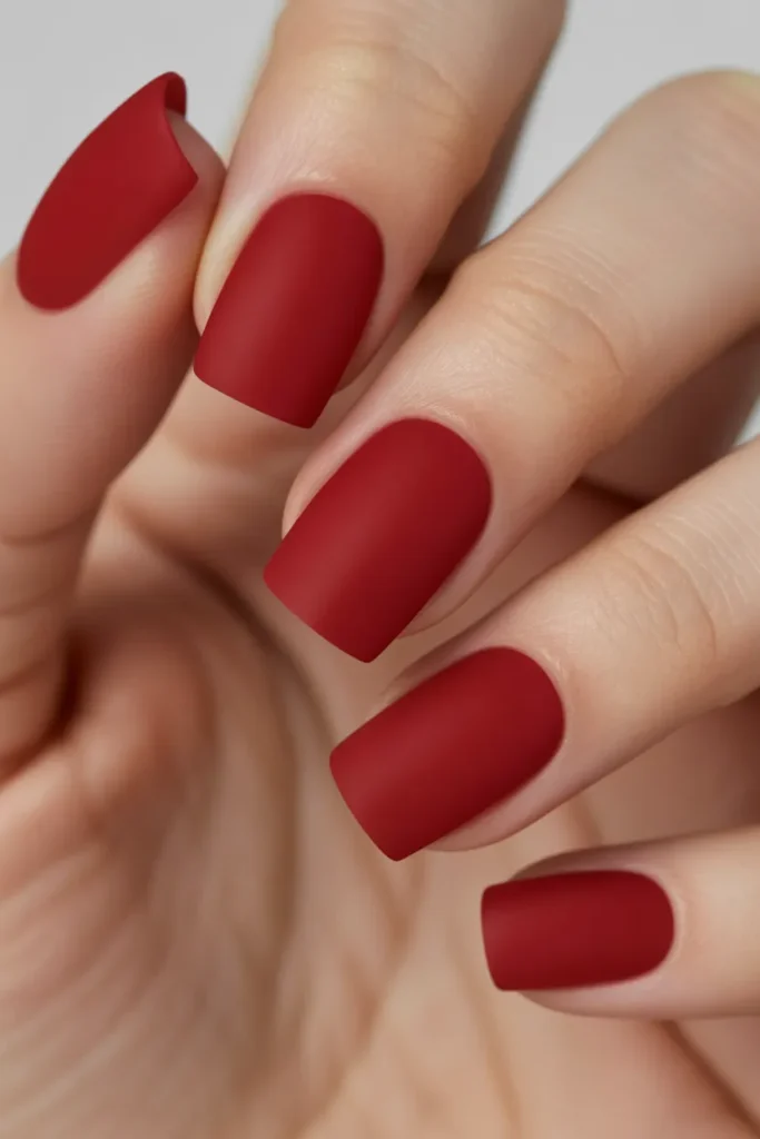 4. Matte Red Square Acrylic Nails