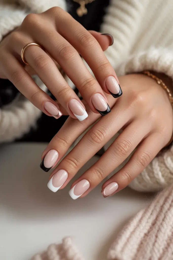 4. Modern French Tips with a Chic Twist