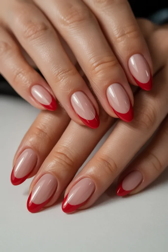 4. Red French Tip Nails