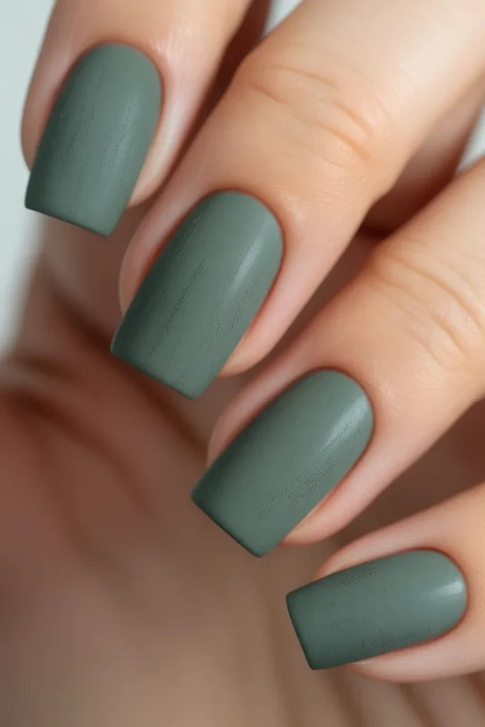 4. Sage Green Matte Pastel Nails