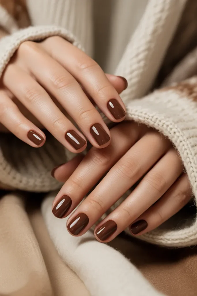 5. Glossy Chocolate Brown for Cozy Luxury