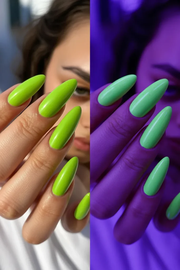 5. Neon Green Party Nails