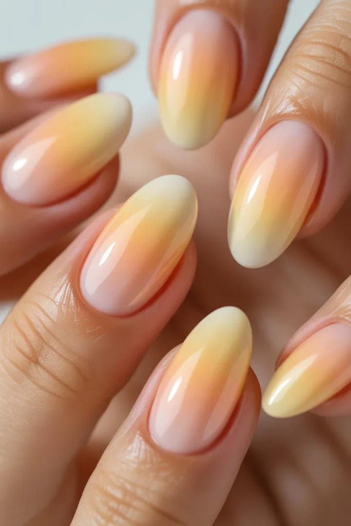 5. Pastel Peach Ombre Nails