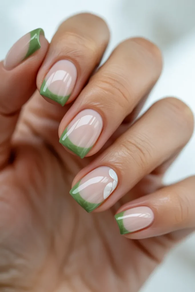 5. Sage Green French Tips — Green Tips