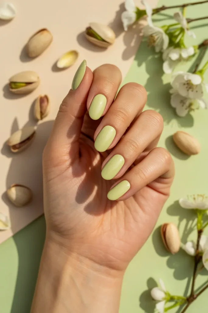 5. Soft Pistachio Pastel Nails