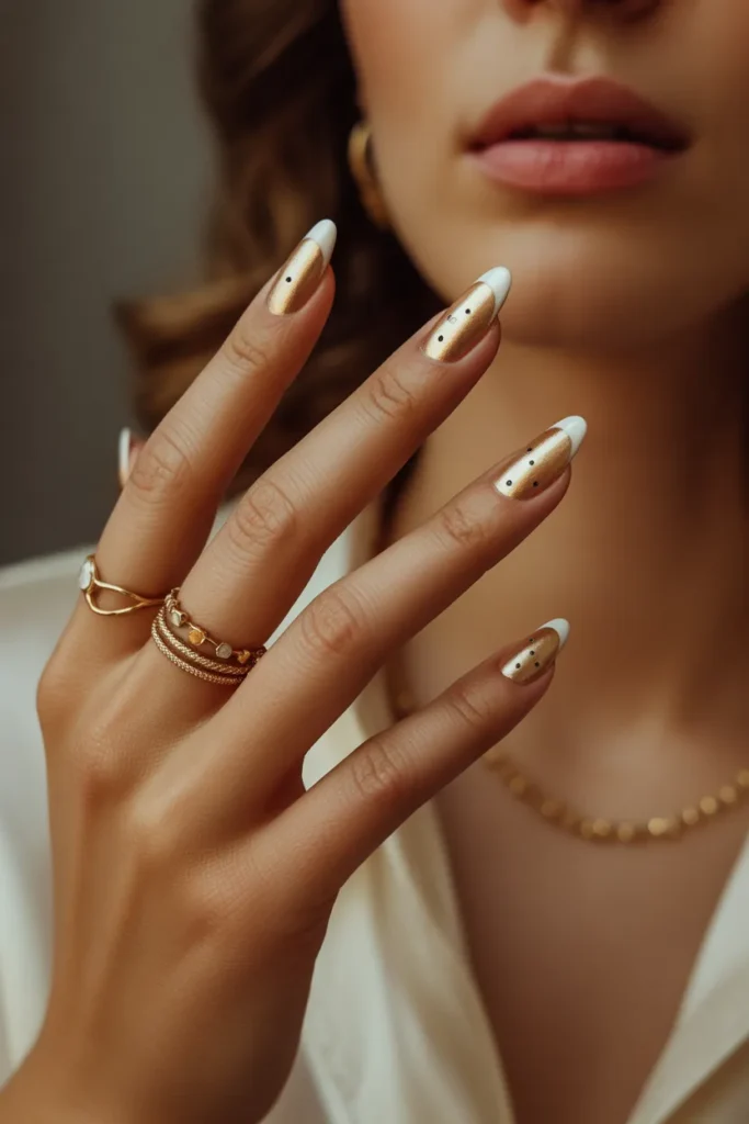 7. Gold Tip With White Dots