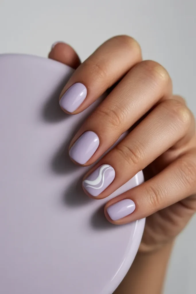 7. Minimalist Nail Art — Single Line Lavender