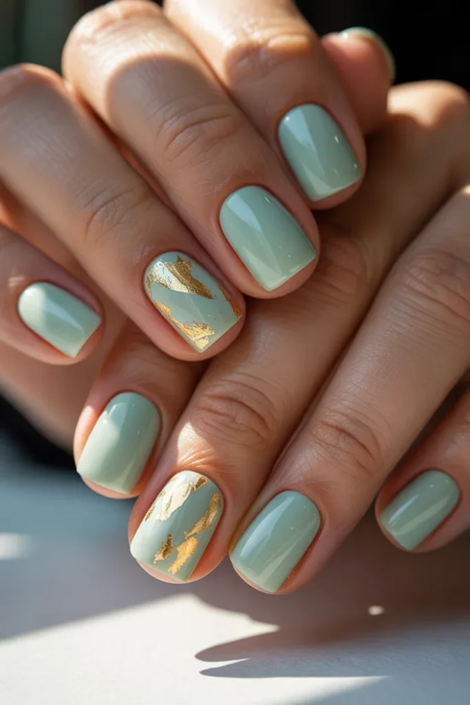 7. Mint Green with Gold Foil Accents