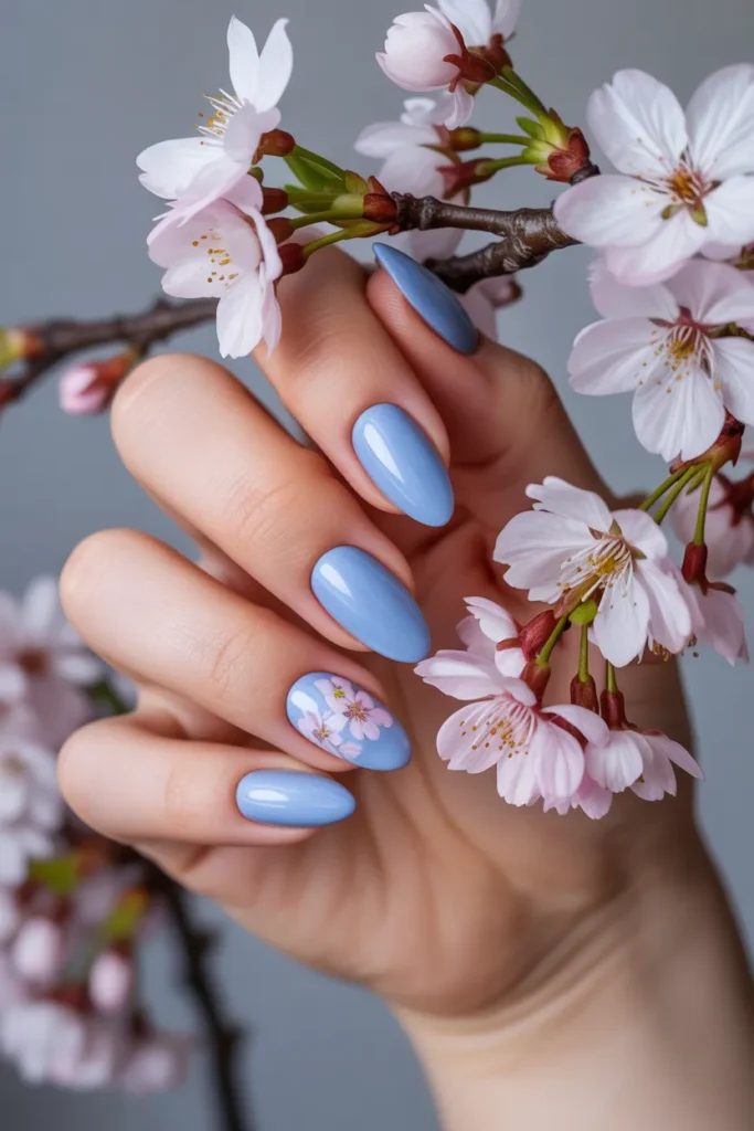 7. Powder Blue With Cherry Blossoms